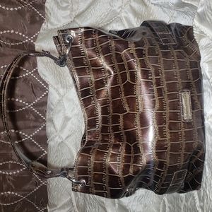 Vintage Crocodile Print,women's Brown  handbag.